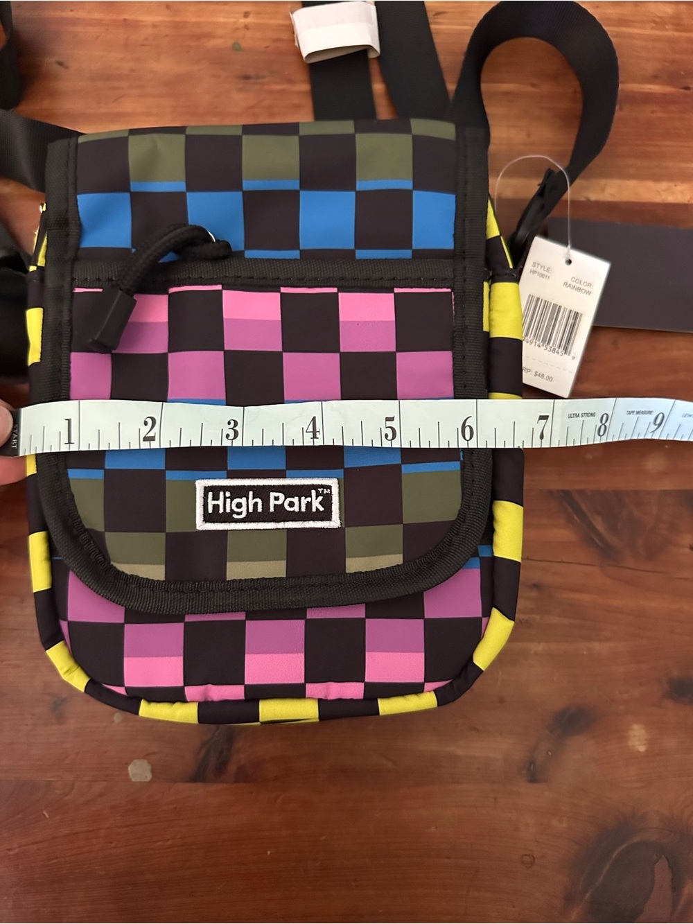 Multicolor Checkered Crossbody Bag - Blue/Pink/Green - Picture 5 of 6